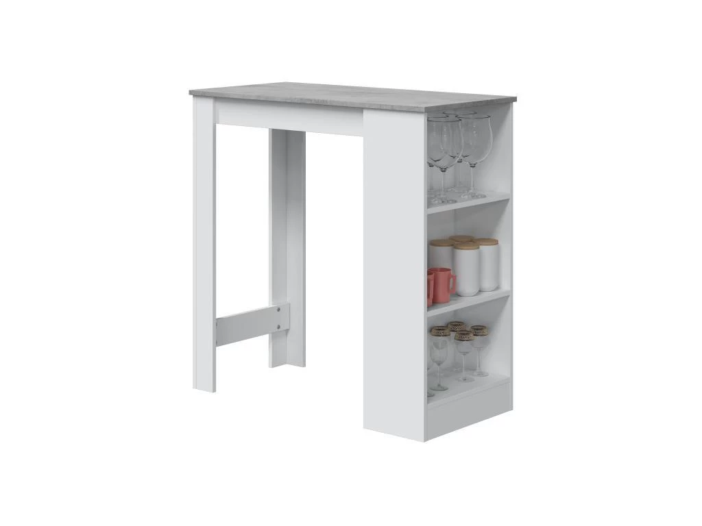 Table Haute Avec Rangements Blanc/Béton - SIMINTI - L 103 X L 50 X H 105 Cm 5 Table Haute Avec Rangements Blanc/Béton - SIMINTI - L 103 X L 50 X H 105 Cm – Image 3