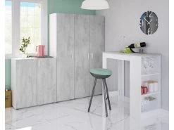 Table Haute Avec Rangements Blanc/Béton - SIMINTI - L 103 X L 50 X H 105 Cm 10 Table Haute Avec Rangements Blanc/Béton - SIMINTI - L 103 X L 50 X H 105 Cm -Magasin de meubles de restaurant table a manger 19733319