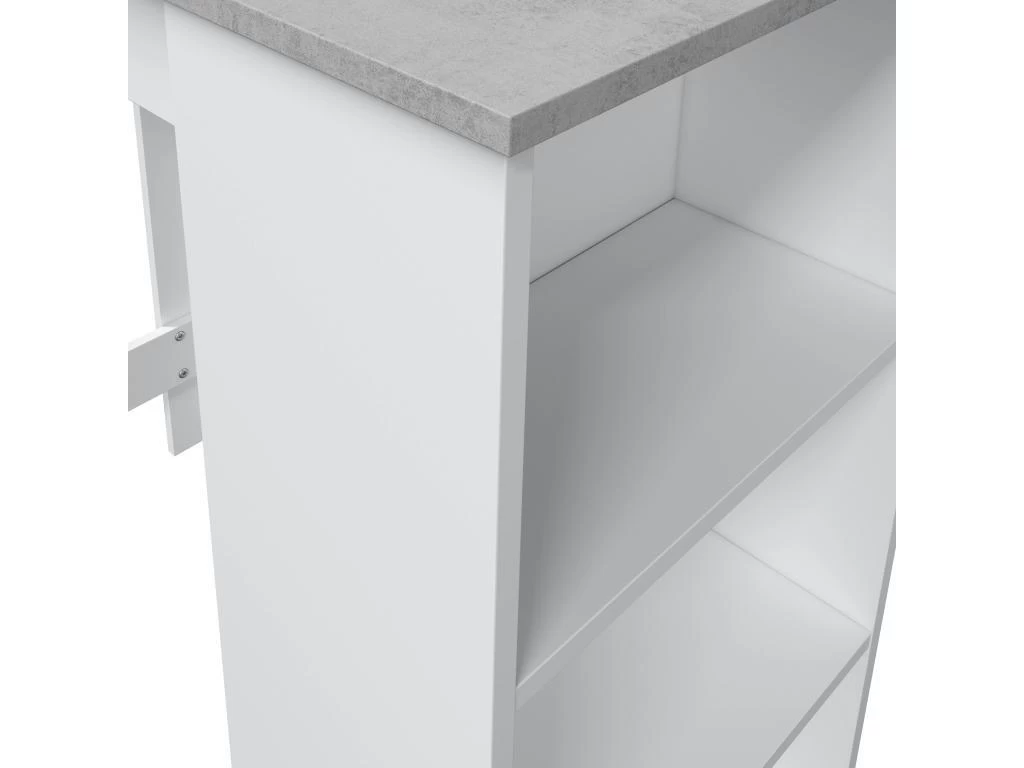 Table Haute Avec Rangements Blanc/Béton - SIMINTI - L 103 X L 50 X H 105 Cm 7 Table Haute Avec Rangements Blanc/Béton - SIMINTI - L 103 X L 50 X H 105 Cm – Image 5