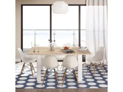 Table De Repas à Allonge Blanc/Chêne Clair - CARTIA - L 140/190 X L 90 X H 78 Cm -Magasin de meubles de restaurant table a manger 19824623