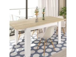 Table De Repas à Allonge Blanc/Chêne Clair - CARTIA - L 140/190 X L 90 X H 78 Cm -Magasin de meubles de restaurant table a manger 19824627