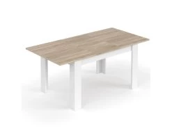Table De Repas à Allonge Blanc/Chêne Clair - CARTIA - L 140/190 X L 90 X H 78 Cm -Magasin de meubles de restaurant table a manger 19824629