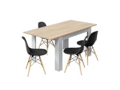 Table De Repas à Allonge Blanc/Chêne Clair - CARTIA - L 140/190 X L 90 X H 78 Cm -Magasin de meubles de restaurant table a manger 19824631