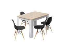 Table De Repas à Allonge Blanc/Chêne Clair - CARTIA - L 140/190 X L 90 X H 78 Cm -Magasin de meubles de restaurant table a manger 19824633