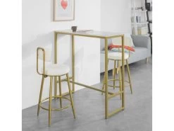 Table De Bar Effet Marbre Table Haute De Bar Table à Manger - Doré, FSB34-G -Magasin de meubles de restaurant table a manger 20021143