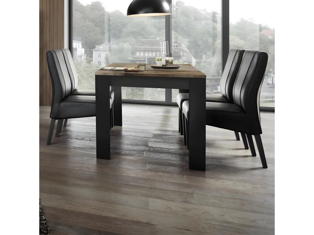 Table De Repas Rectangulaire Noir Mat/Bois Fumé - MATERA 3 Table De Repas Rectangulaire Noir Mat/Bois Fumé - MATERA