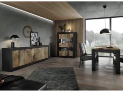 Table De Repas Rectangulaire Noir Mat/Bois Fumé - MATERA 7 Table De Repas Rectangulaire Noir Mat/Bois Fumé - MATERA -Magasin de meubles de restaurant table a manger 21308571