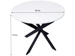 Table à Manger Ronde Fixe ZEN, 90x90x77cm, Capacité Jusqu'à 4 Personnes, Couleur Blanc Mat, Pieds Métalliques Couleur Noir Laqué Mat 9 Table à Manger Ronde Fixe ZEN, 90x90x77cm, Capacité Jusqu'à 4 Personnes, Couleur Blanc Mat, Pieds Métalliques Couleur Noir Laqué Mat -Magasin de meubles de restaurant table a manger 21317033