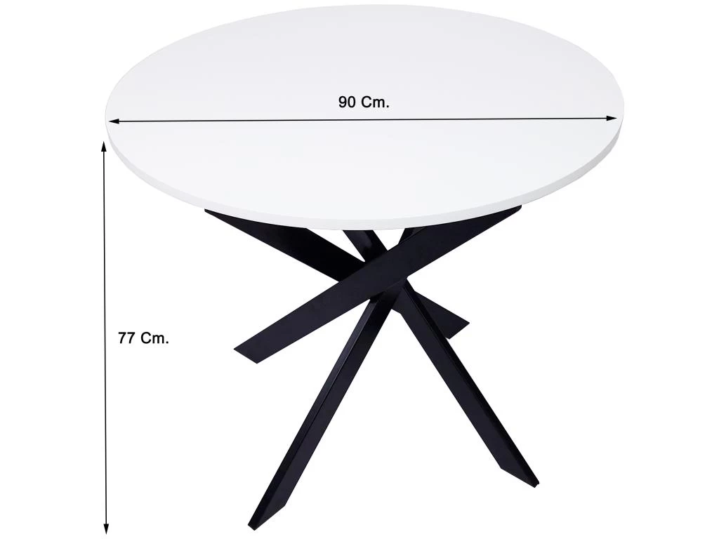 Table à Manger Ronde Fixe ZEN, 90x90x77cm, Capacité Jusqu'à 4 Personnes, Couleur Blanc Mat, Pieds Métalliques Couleur Noir Laqué Mat 5 Table à Manger Ronde Fixe ZEN, 90x90x77cm, Capacité Jusqu'à 4 Personnes, Couleur Blanc Mat, Pieds Métalliques Couleur Noir Laqué Mat – Image 3