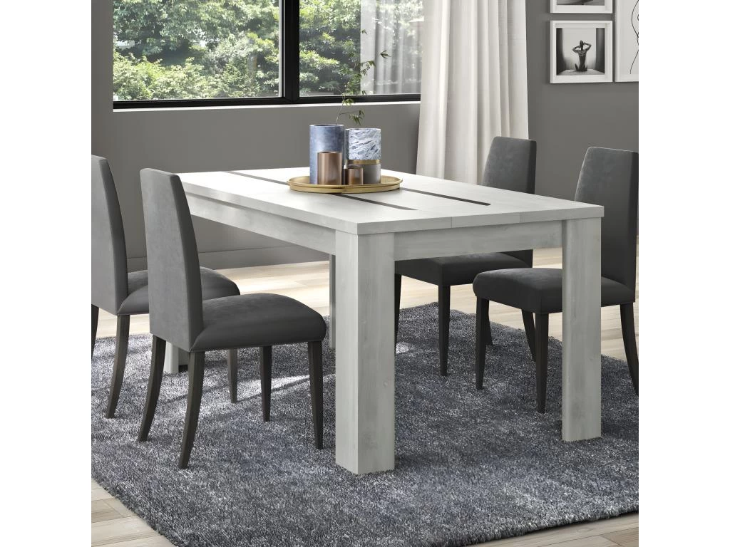 Table De Repas Rectangulaire à Allonge Chêne Gris Clair - JEANNETTE 3 Table De Repas Rectangulaire à Allonge Chêne Gris Clair - JEANNETTE