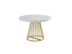 Table à Manger Extensible 2 à 12 Couverts En MDF Et Acier - Effet Marbre Blanc Et Doré - FIRELA -Magasin de meubles de restaurant table a manger 22039119