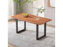 Table à Manger - Cadre En Acier - Style Industriel - Marron & Noir