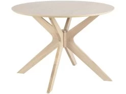 Duffy Table De Salle à Manger Ø105 Cm Plaqué Chêne, Pieds En Chêne Massif.