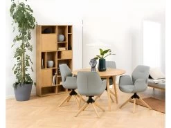 Nagano Table De Salle à Manger Ø120 Cm, Motif Chevrons De Chêne. -Magasin de meubles de restaurant table a manger 22047227