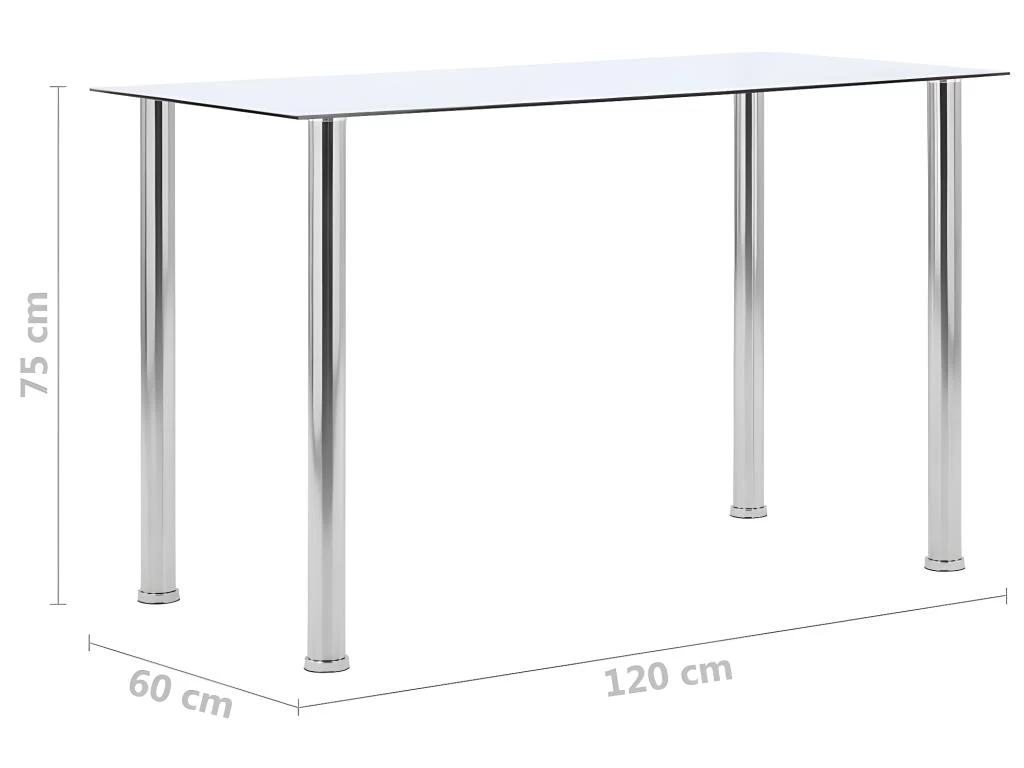 Table à Dîner Transparent 120x60x75 Cm Verre Trempé 7 Table à Dîner Transparent 120x60x75 Cm Verre Trempé – Image 5