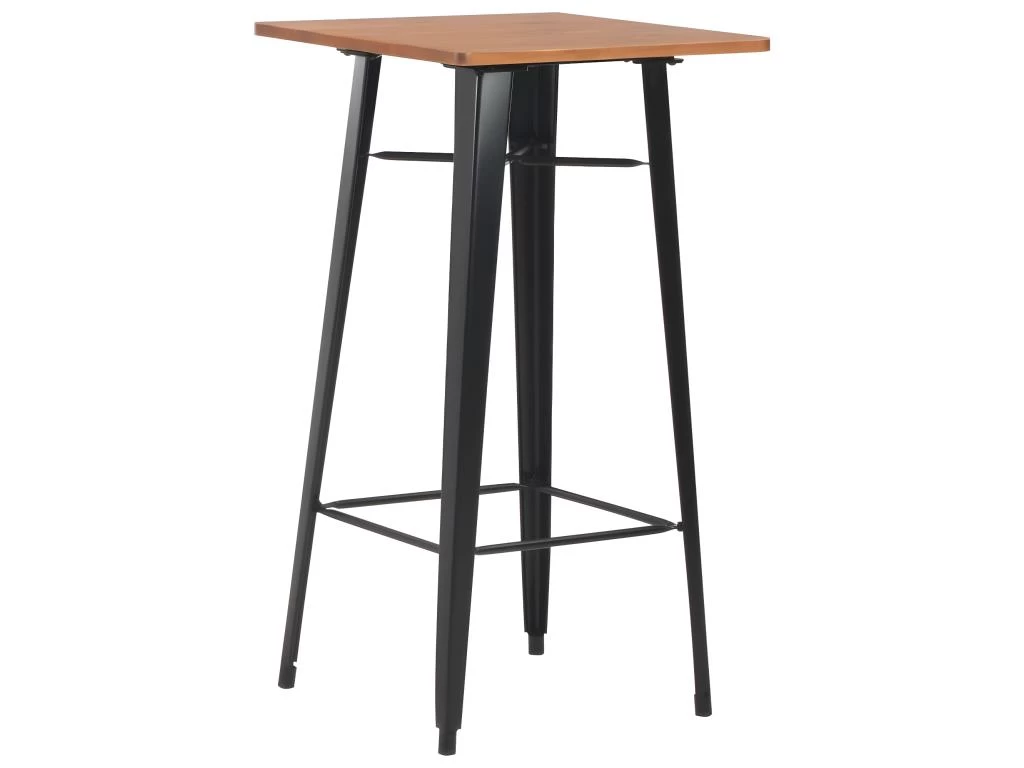 Table De Bar Noir 60x60x108 Cm Pinède Et Acier 3 Table De Bar Noir 60x60x108 Cm Pinède Et Acier