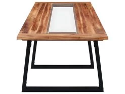 Table De Salle à Manger 180x90x75 Cm Bois D'acacia Et Verre -Magasin de meubles de restaurant table a manger 22070915