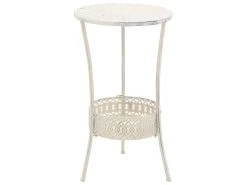 Table De Bistro Style Vintage Ronde Métal 40 X 70 Cm Blanc
