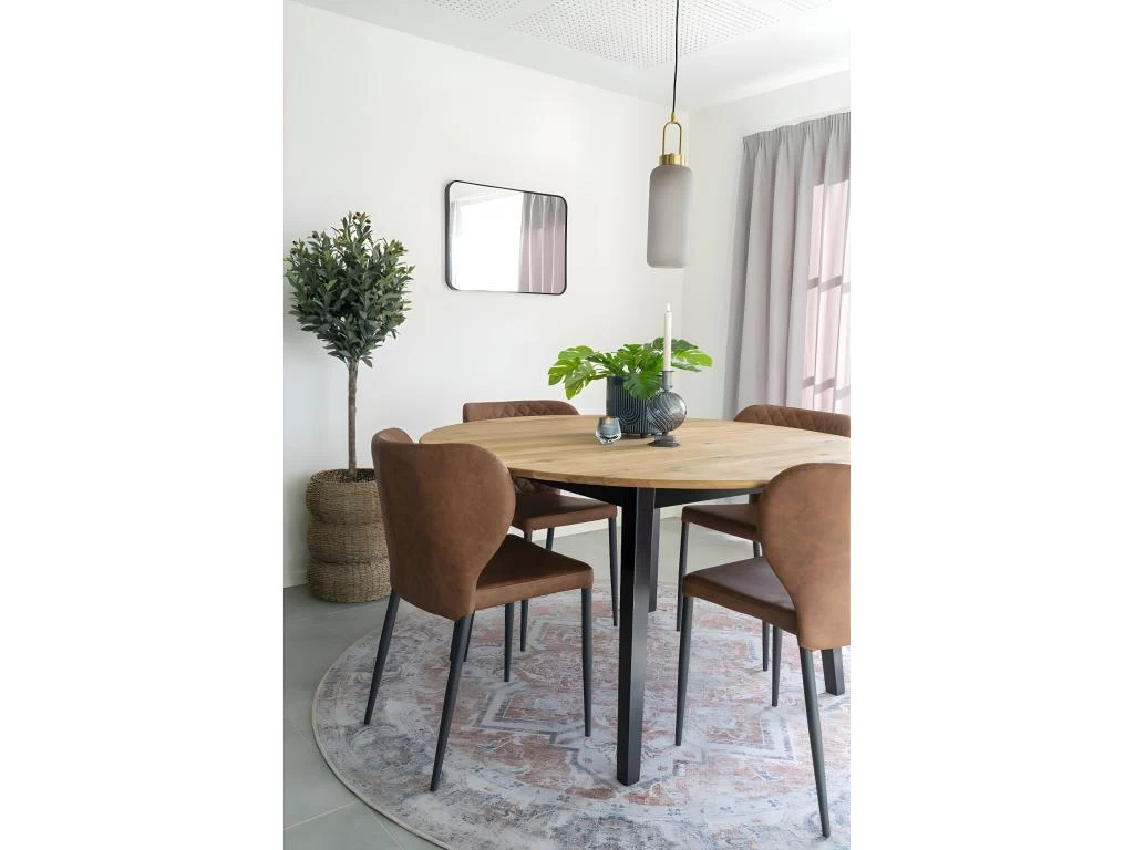 Marseille - Table à Manger Ronde En Bois Ø140cm - Couleur - Bois Clair / Noir 5 Marseille - Table à Manger Ronde En Bois Ø140cm - Couleur - Bois Clair / Noir – Image 3