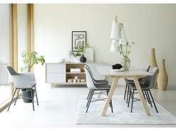 Bone Table De Salle à Manger 90x1810 Cm Extensible Avec 2 Plateaux Supplémentaires, Gris HPL. -Magasin de meubles de restaurant table a manger 22115175