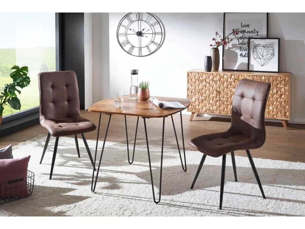 Table De Salle à Manger Table à Manger Avec Pieds En Métal Table En Bois Massif Table En Bois 5 Table De Salle à Manger Table à Manger Avec Pieds En Métal Table En Bois Massif Table En Bois – Image 3