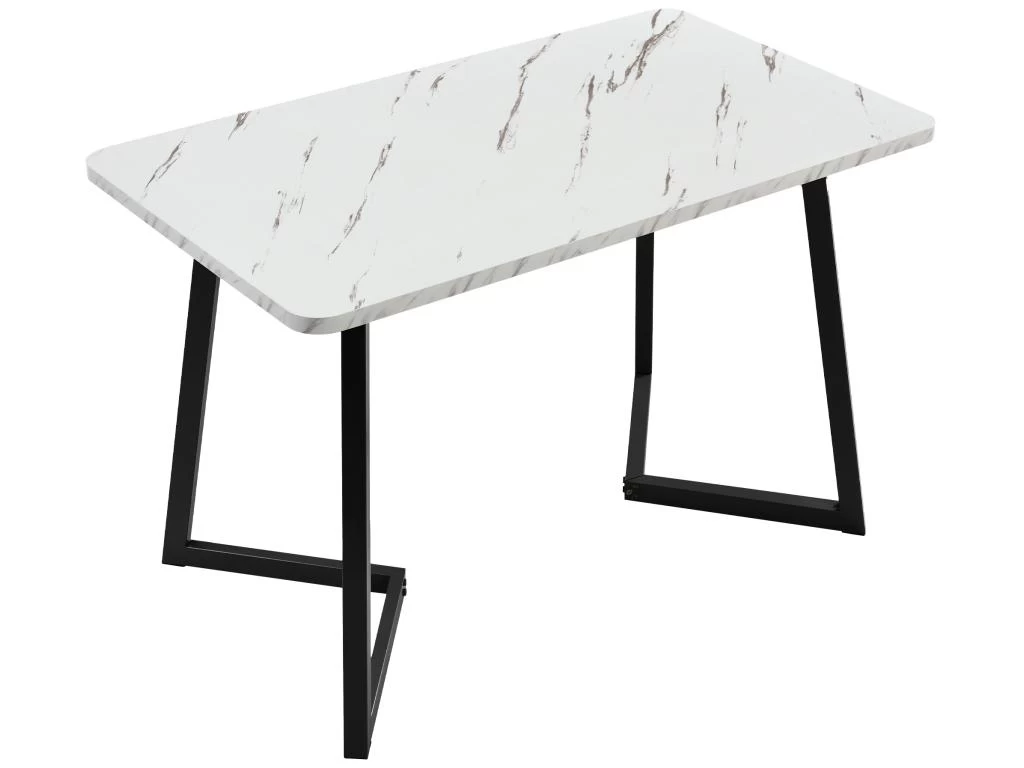 Table à Manger - Plateau Effet Marbre - Pieds Noirs En Métal- 117x68cm 5 Table à Manger - Plateau Effet Marbre - Pieds Noirs En Métal- 117x68cm – Image 3