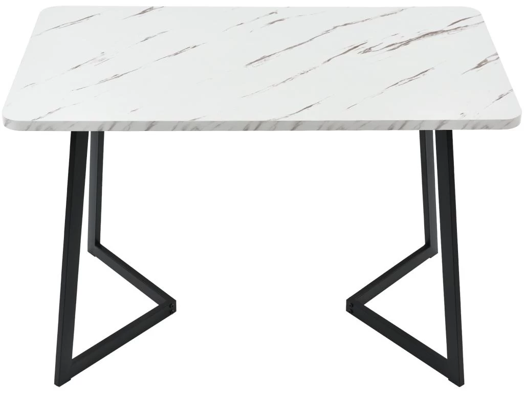 Table à Manger - Plateau Effet Marbre - Pieds Noirs En Métal- 117x68cm 6 Table à Manger - Plateau Effet Marbre - Pieds Noirs En Métal- 117x68cm – Image 4
