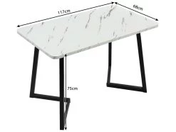 Table à Manger - Plateau Effet Marbre - Pieds Noirs En Métal- 117x68cm 11 Table à Manger - Plateau Effet Marbre - Pieds Noirs En Métal- 117x68cm -Magasin de meubles de restaurant table a manger 22703871