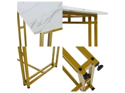 Table à Manger - Plateau Effet Marbre - Pieds Dorés En Métal- 120x70cm -Magasin de meubles de restaurant table a manger 22703879