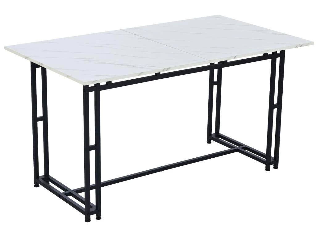 Table à Manger - Plateau Effet Marbre - Pieds Noirs En Métal- 120x70cm 3 Table à Manger - Plateau Effet Marbre - Pieds Noirs En Métal- 120x70cm