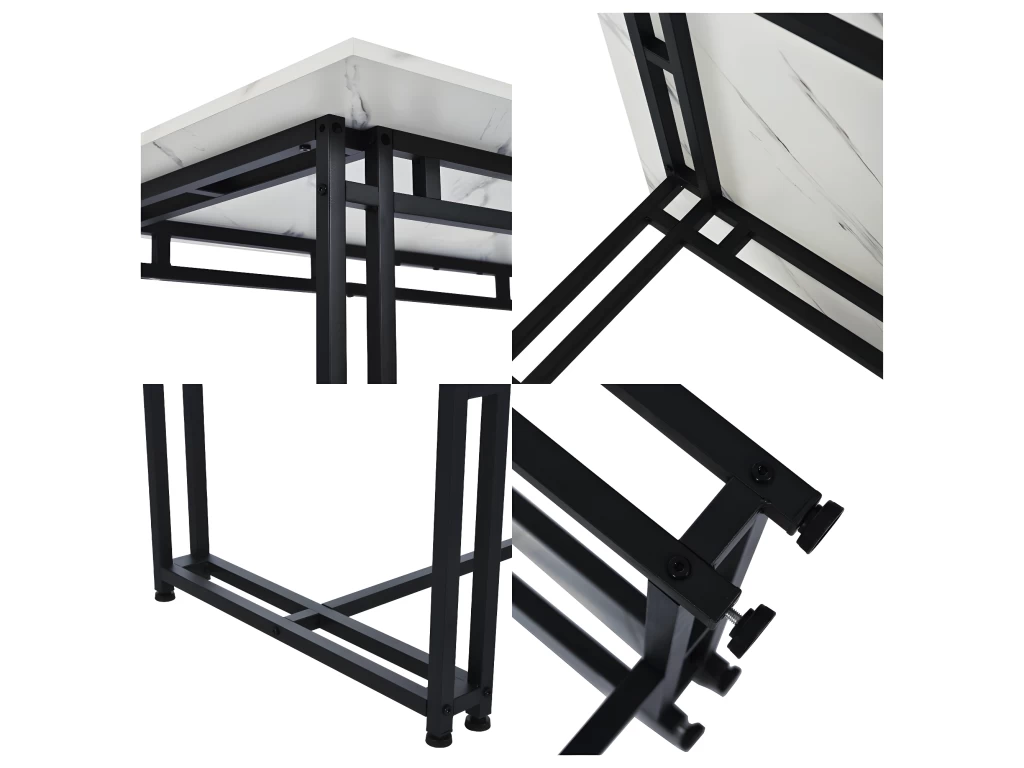 Table à Manger - Plateau Effet Marbre - Pieds Noirs En Métal- 120x70cm 6 Table à Manger - Plateau Effet Marbre - Pieds Noirs En Métal- 120x70cm – Image 4