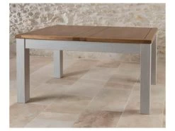 Table De Repas à Allonge Bois Massif Argent - GABRIEL