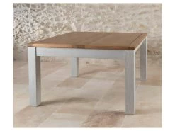 Table De Repas Carrée à Allonge Bois Massif Argent - GABRIEL