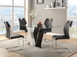 Ensemble Table + 4 Chaises - Coloris : Noir Et Blanc - WINCH