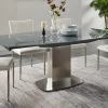 Table à Manger Extensible TALICIA - Verre Trempé & Métal - 6 à 8 Couverts - Coloris Gris -Magasin de meubles de restaurant table a manger 272305