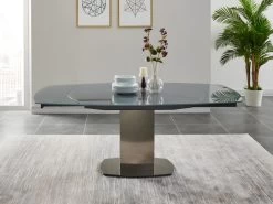 Table à Manger Extensible TALICIA - Verre Trempé & Métal - 6 à 8 Couverts - Coloris Gris 15 Table à Manger Extensible TALICIA - Verre Trempé & Métal - 6 à 8 Couverts - Coloris Gris -Magasin de meubles de restaurant table a manger 272315