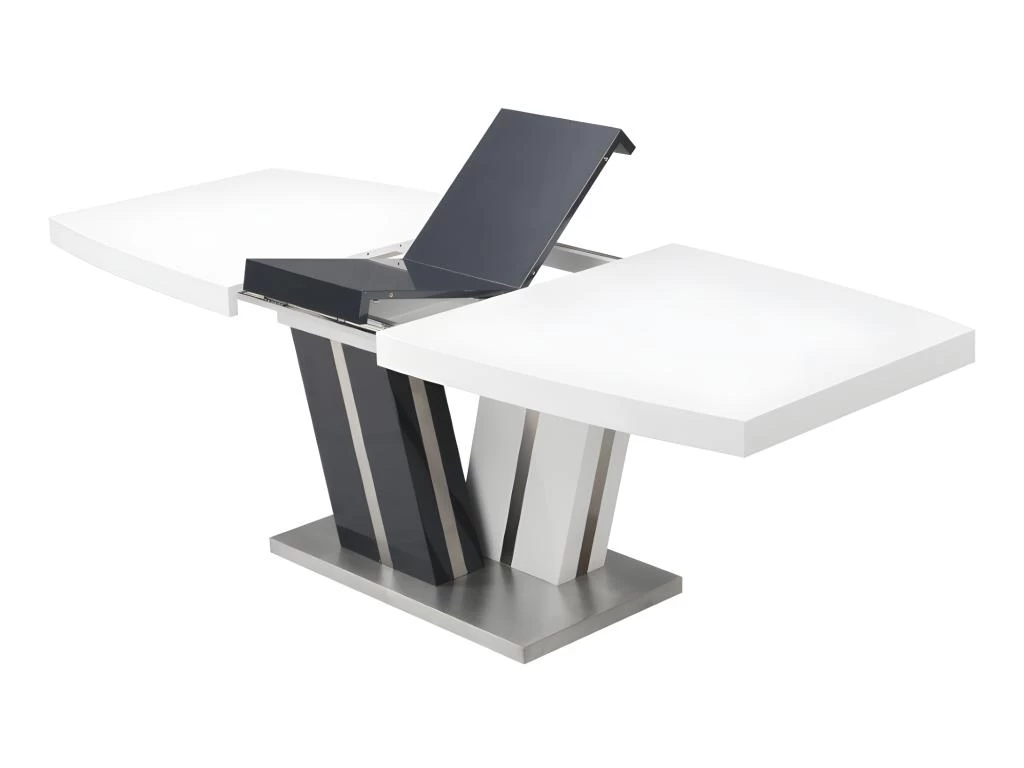 Table à Manger Extensible NOAMI II - 6 à 8 Couverts - MDF Laqué Gris Et Blanc 4 Table à Manger Extensible NOAMI II - 6 à 8 Couverts - MDF Laqué Gris Et Blanc – Image 2