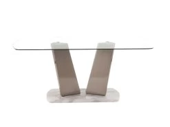 Table à Manger PANAMA - 8 Couverts - Verre Et Mdf - Effet Marbre -Magasin de meubles de restaurant table a manger 398303