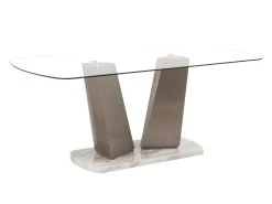 Table à Manger PANAMA - 8 Couverts - Verre Et Mdf - Effet Marbre -Magasin de meubles de restaurant table a manger 398305