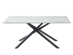 Table à Manger SORRENTE - Céramique & Verre Trempé - 6 Couverts - Effet Marbre Blanc -Magasin de meubles de restaurant table a manger 414945