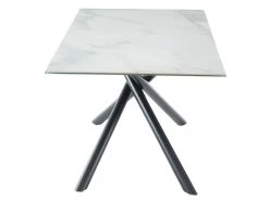 Table à Manger SORRENTE - Céramique & Verre Trempé - 6 Couverts - Effet Marbre Blanc -Magasin de meubles de restaurant table a manger 414947