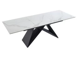 Table à Manger Extensible LIBSY - 6 à 8 Couverts - Céramique Et Métal - Blanc -Magasin de meubles de restaurant table a manger 443701