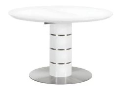 Table à Manger Extensible - 4 à 6 Couverts - MDF Et Métal Inoxydable - Blanc Laqué - CUSCO -Magasin de meubles de restaurant table a manger 493433