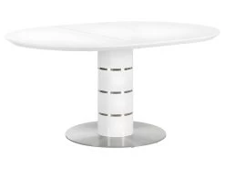 Table à Manger Extensible - 4 à 6 Couverts - MDF Et Métal Inoxydable - Blanc Laqué - CUSCO -Magasin de meubles de restaurant table a manger 493435