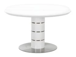 Table à Manger Extensible - 4 à 6 Couverts - MDF Et Métal Inoxydable - Blanc Laqué - CUSCO -Magasin de meubles de restaurant table a manger 493439