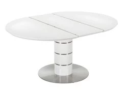 Table à Manger Extensible - 4 à 6 Couverts - MDF Et Métal Inoxydable - Blanc Laqué - CUSCO -Magasin de meubles de restaurant table a manger 493441