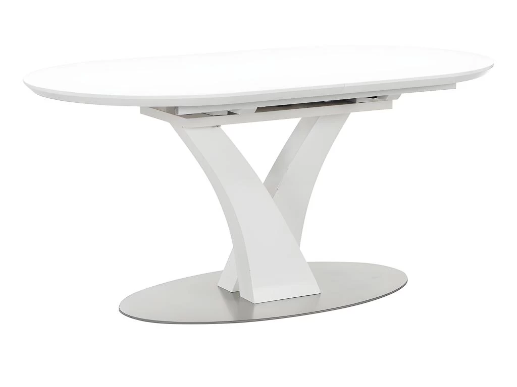 Table à Manger Extensible - 6 à 8 Couverts - MDF Et Métal Inoxydable - Blanc Laqué - TALARA 9 Table à Manger Extensible - 6 à 8 Couverts - MDF Et Métal Inoxydable - Blanc Laqué - TALARA – Image 7