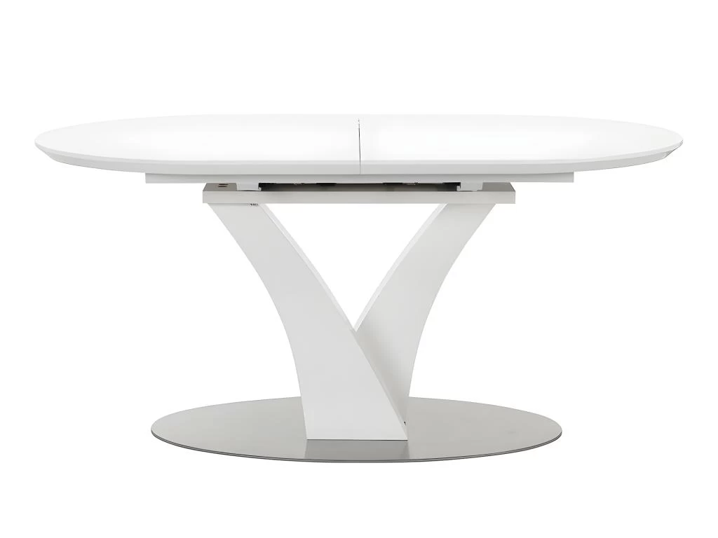 Table à Manger Extensible - 6 à 8 Couverts - MDF Et Métal Inoxydable - Blanc Laqué - TALARA 6 Table à Manger Extensible - 6 à 8 Couverts - MDF Et Métal Inoxydable - Blanc Laqué - TALARA – Image 4