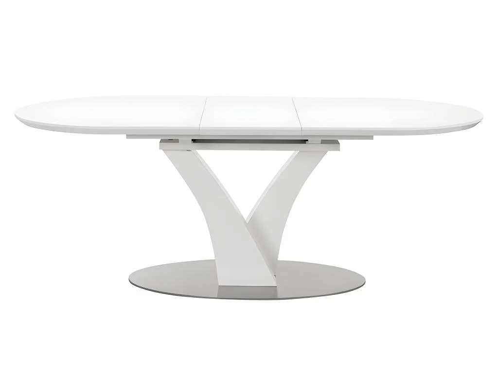 Table à Manger Extensible - 6 à 8 Couverts - MDF Et Métal Inoxydable - Blanc Laqué - TALARA 8 Table à Manger Extensible - 6 à 8 Couverts - MDF Et Métal Inoxydable - Blanc Laqué - TALARA – Image 6