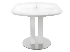 Table à Manger Extensible - 6 à 8 Couverts - MDF Et Métal Inoxydable - Blanc Laqué - TALARA 17 Table à Manger Extensible - 6 à 8 Couverts - MDF Et Métal Inoxydable - Blanc Laqué - TALARA -Magasin de meubles de restaurant table a manger 496775